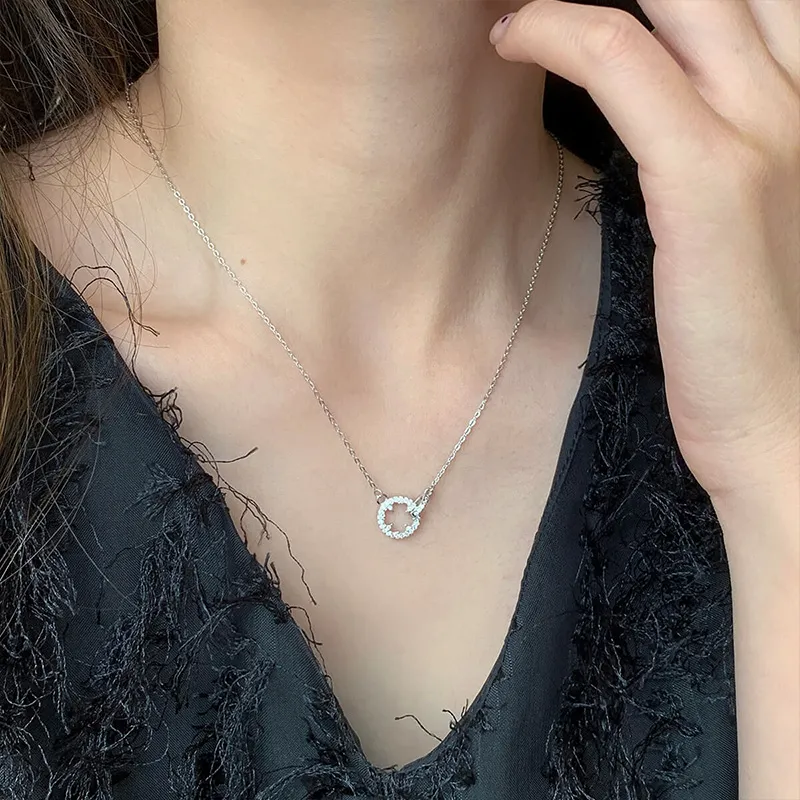 Ascending S999 Fine Silver, Synthetic Cubic Zirconia Necklaces Women's Silver White/Rose Gold-4