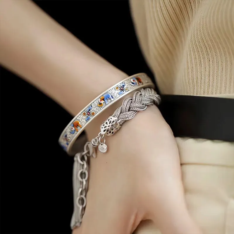 Ascending 999 Fine Silver Bangles Women's-4