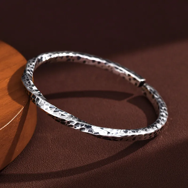 Ascending S999 Fine Silver Bangles Unisex-3