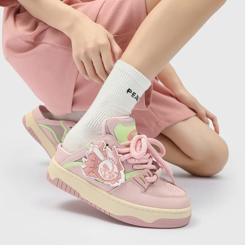 MR.PESIN Evil Rabbit Collection Anti Slip And Wear Resistant Breathable Low Top Skateboard Shoes Unisex Pink-8
