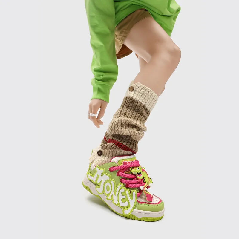 Money Tutu x MR.PESIN Slip Resistant Breathable Low Top Skateboard Shoes Unisex Green-6