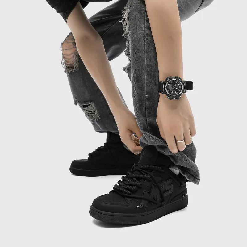 MR.PESIN Low Top Skateboard Shoes Unisex All Black-6