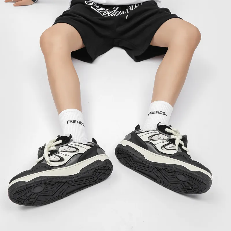 MR.PESIN Low Top Skateboard Shoes Unisex Black White-7