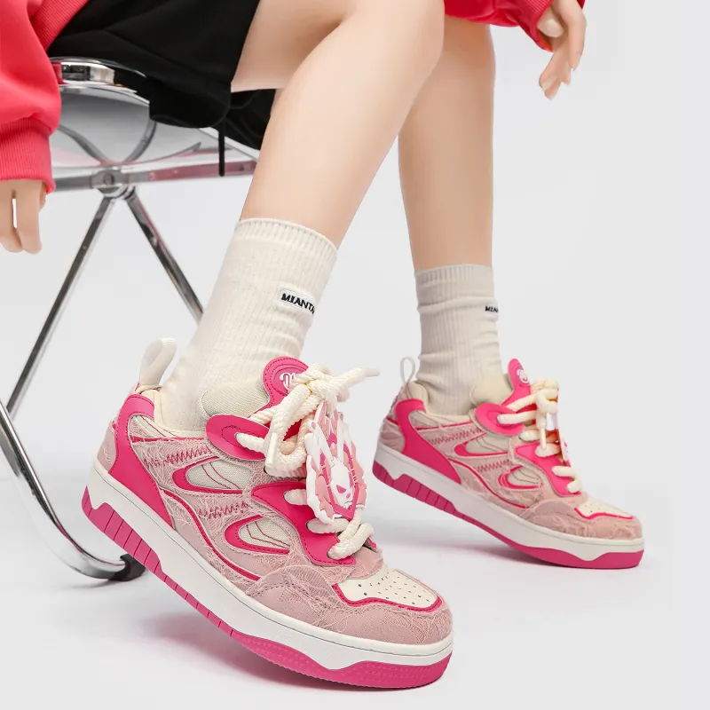 MR.PESIN Low Top Skateboard Shoes Unisex Rose Red-6