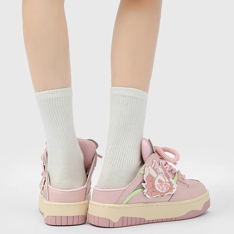 MR.PESIN Evil Rabbit Collection Anti Slip And Wear Resistant Breathable Low Top Skateboard Shoes Unisex Pink-9
