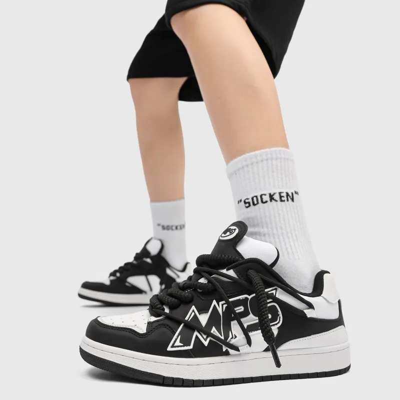 MR.PESIN Low Top Skateboard Shoes Unisex Black White-5