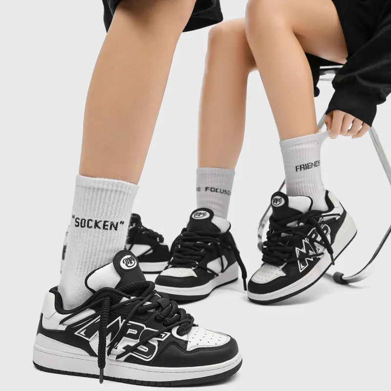 MR.PESIN Low Top Skateboard Shoes Unisex Black White-4