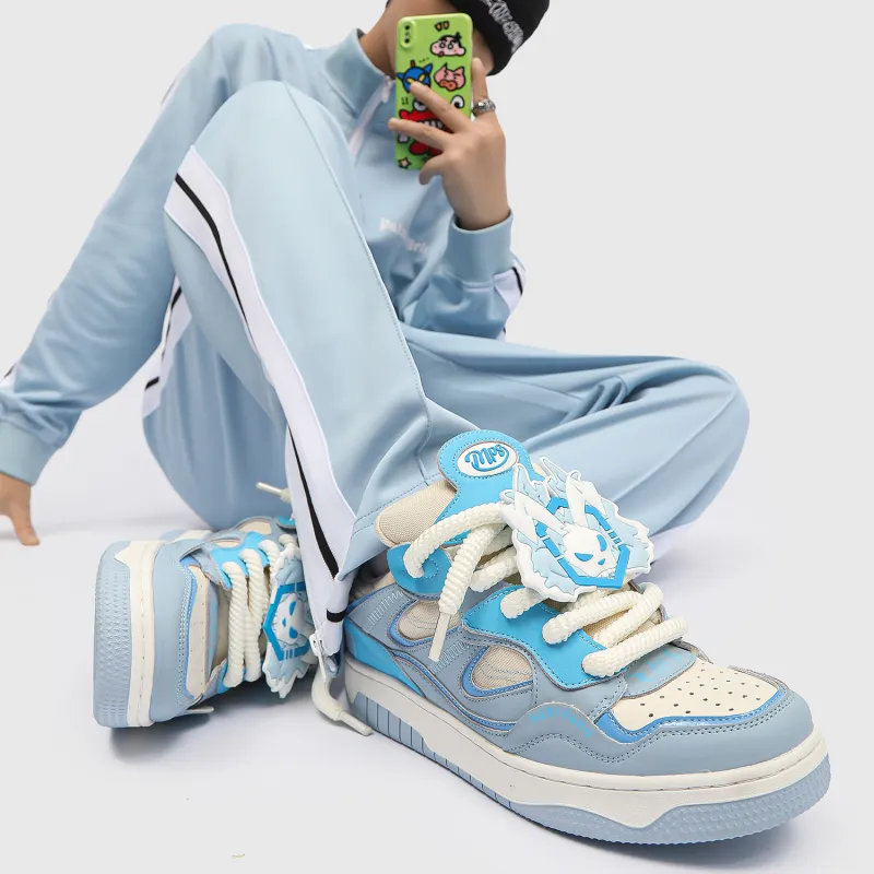 MR.PESIN Anti Slip And Wear Resistant Height Increasing Low Top Skateboard Shoes Unisex Blue-6