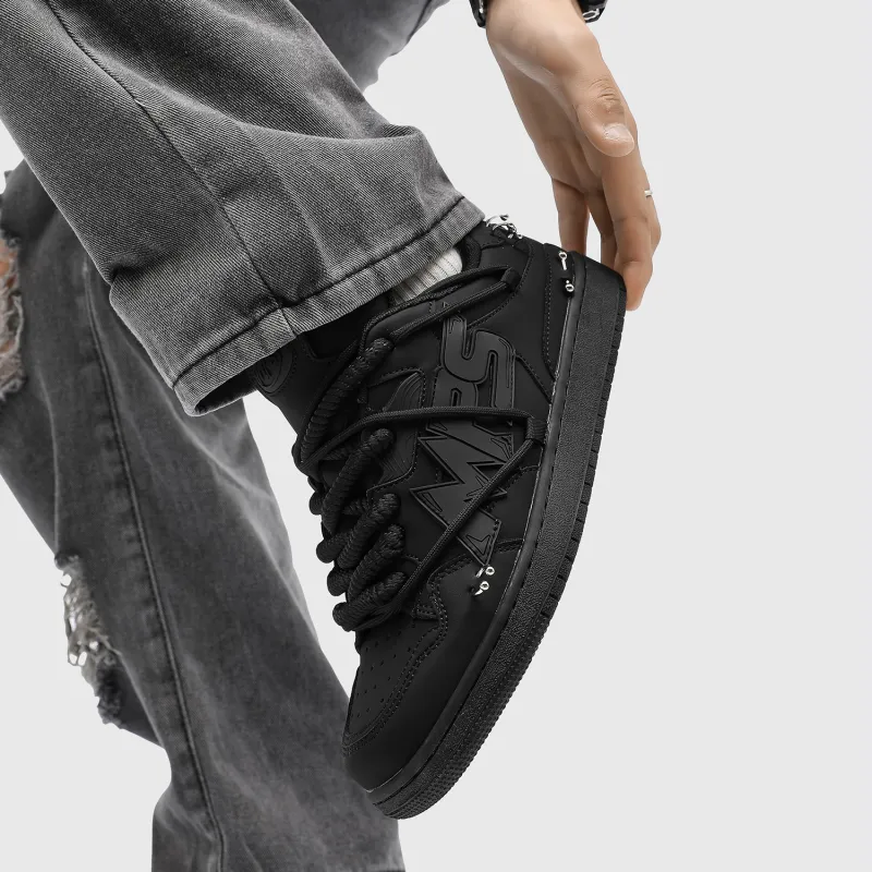 MR.PESIN Low Top Skateboard Shoes Unisex All Black-11