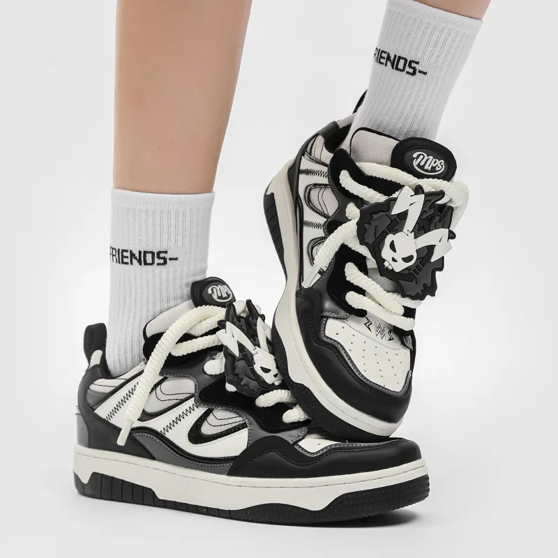 MR.PESIN Low Top Skateboard Shoes Unisex Black White-5