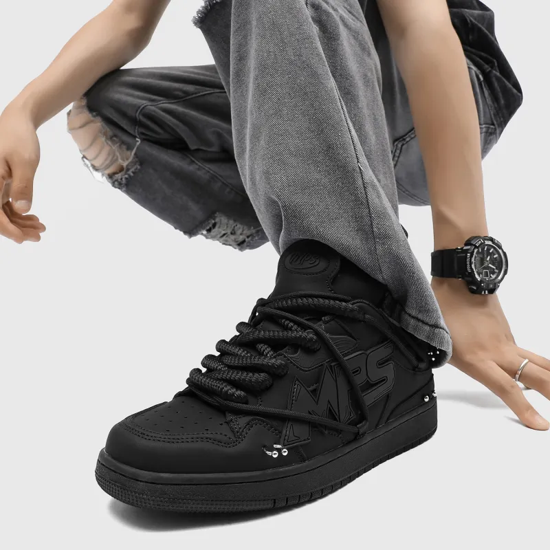 MR.PESIN Low Top Skateboard Shoes Unisex All Black-10