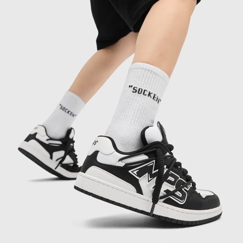 MR.PESIN Low Top Skateboard Shoes Unisex Black White-6