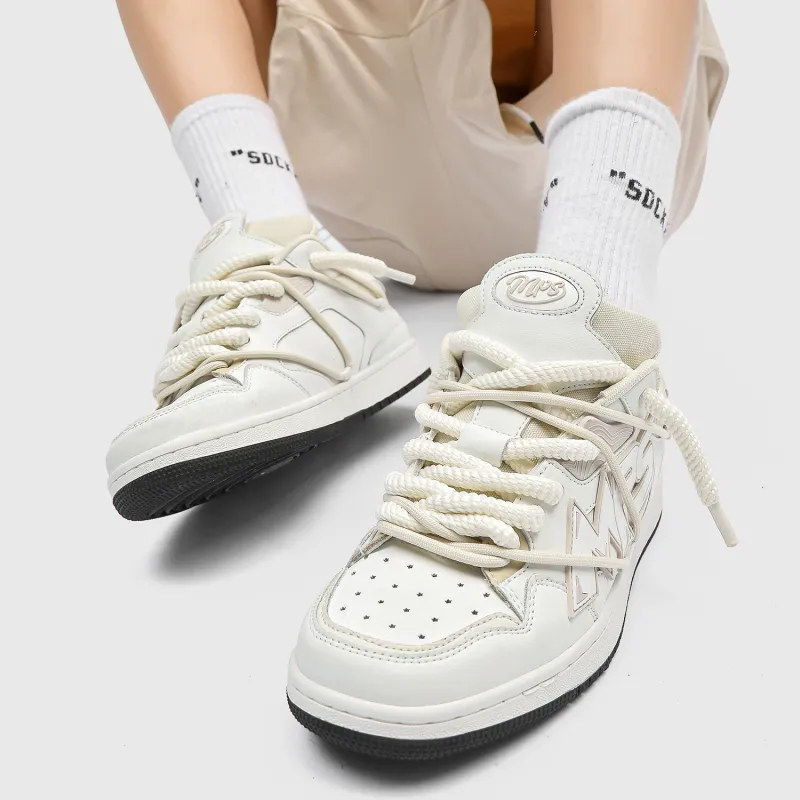 MR.PESIN Low Top Skateboard Shoes Unisex White Apricot-6
