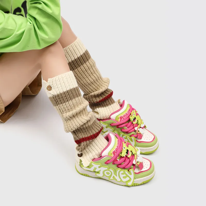 Money Tutu x MR.PESIN Slip Resistant Breathable Low Top Skateboard Shoes Unisex Green-7