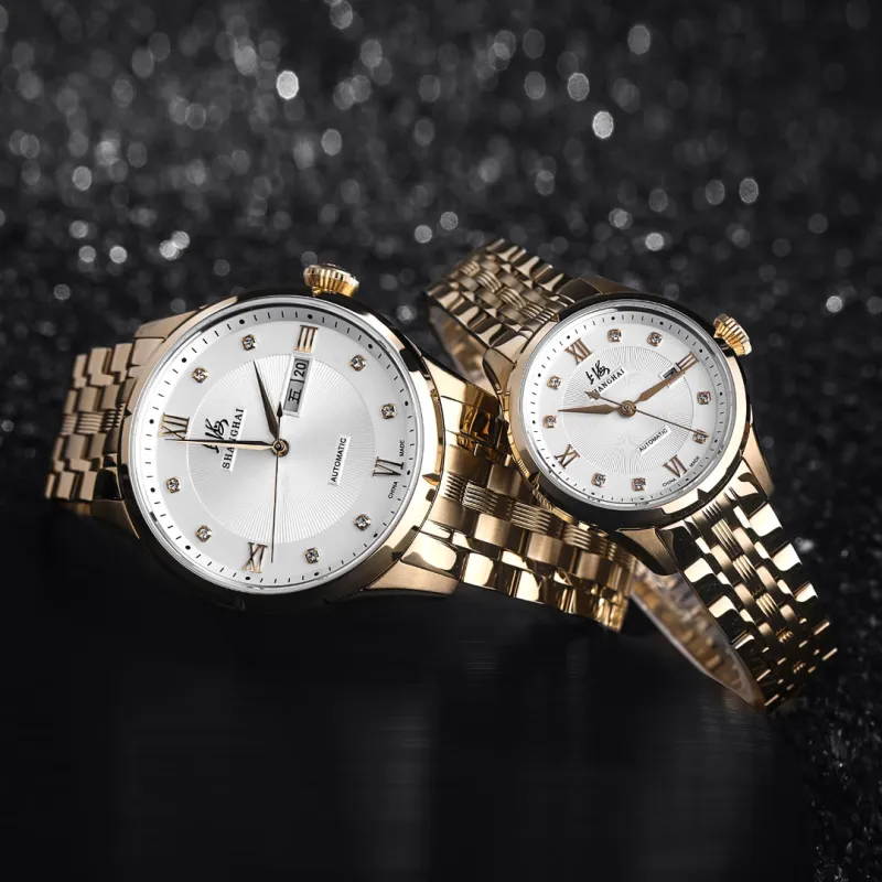 SHANGHAI National Automatic Mechanical Movement Steel Strap Watch Unisex White Dial-37