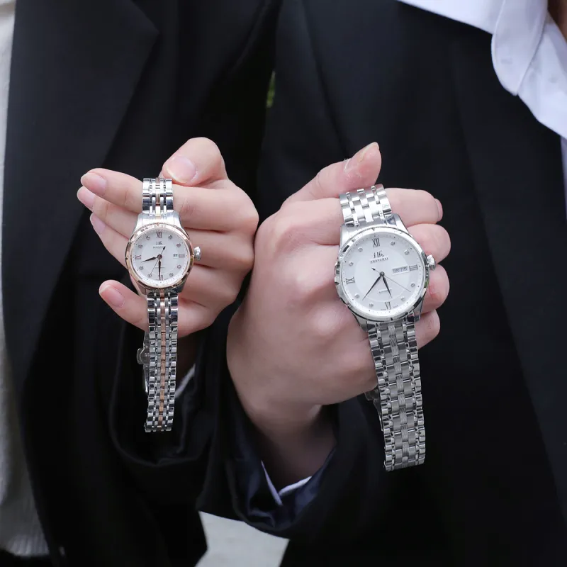 SHANGHAI National Automatic Mechanical Movement Steel Strap Watch Unisex White Dial-50