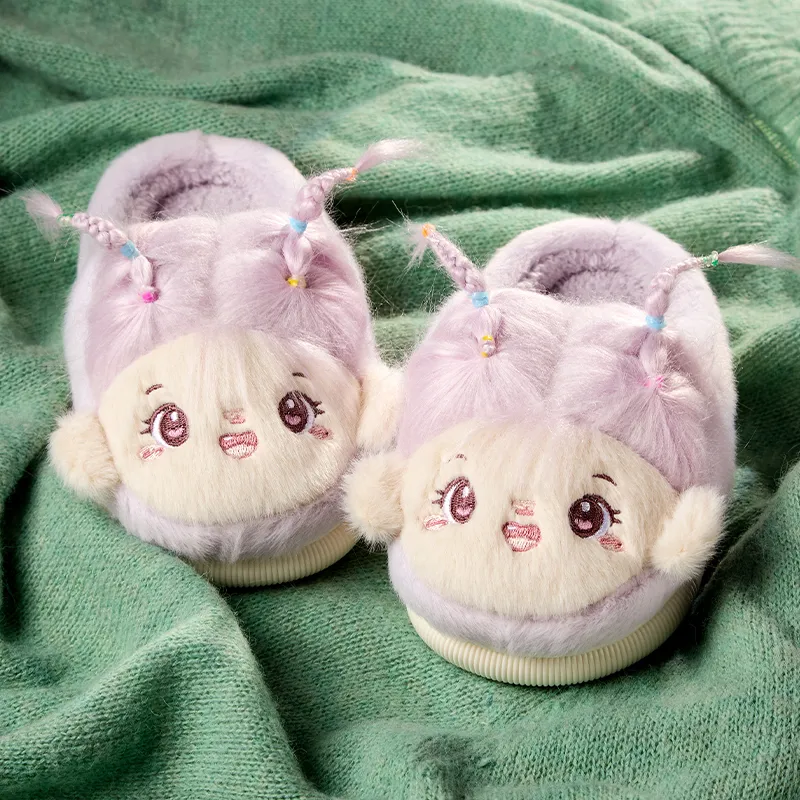 Cheerful Mario Cotton Slippers Pink/Purple-7