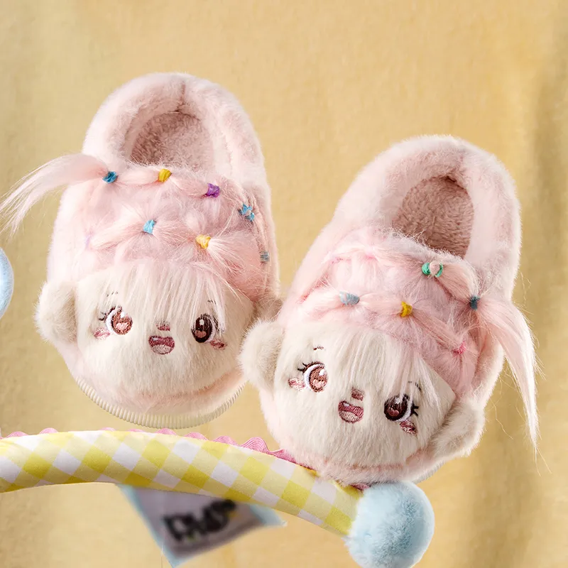 Cheerful Mario Cotton Slippers Pink/Purple-4