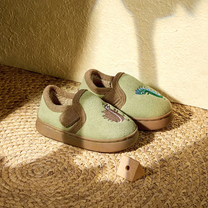 Cheerful Mario Cotton Slippers Coffee/Sage Green-8