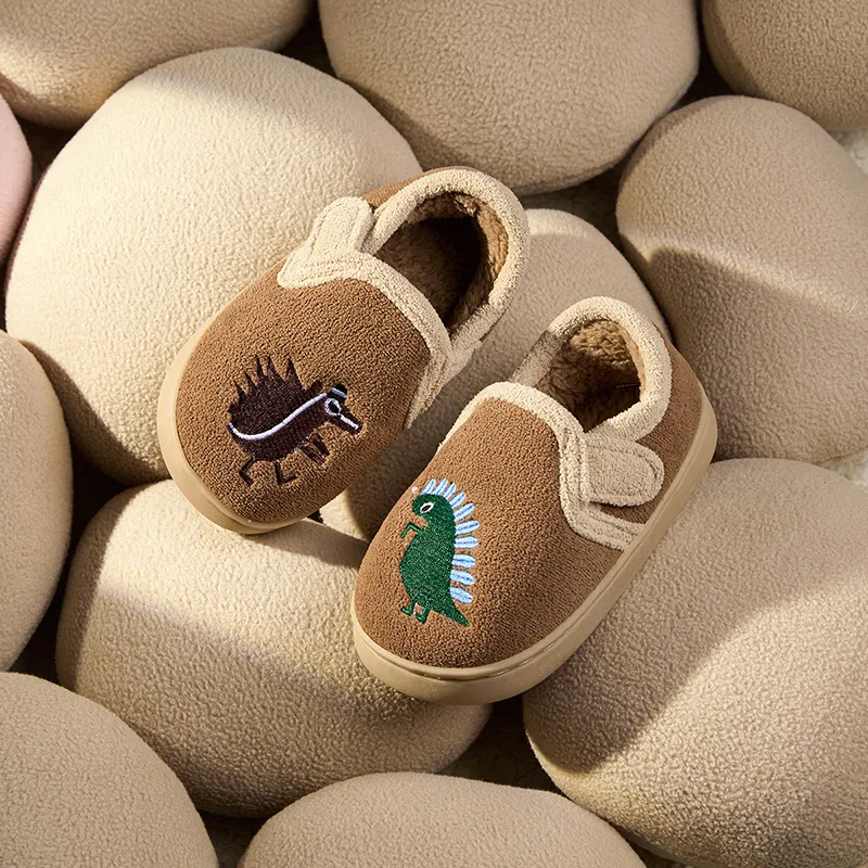 Cheerful Mario Cotton Slippers Coffee/Sage Green-2
