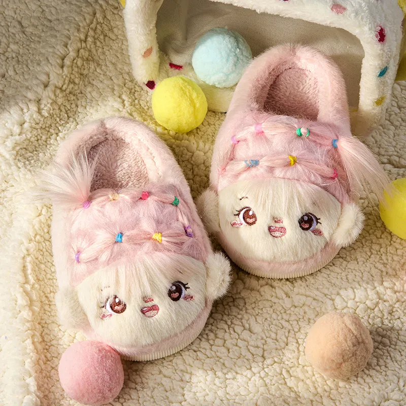 Cheerful Mario Cotton Slippers Pink/Purple-1