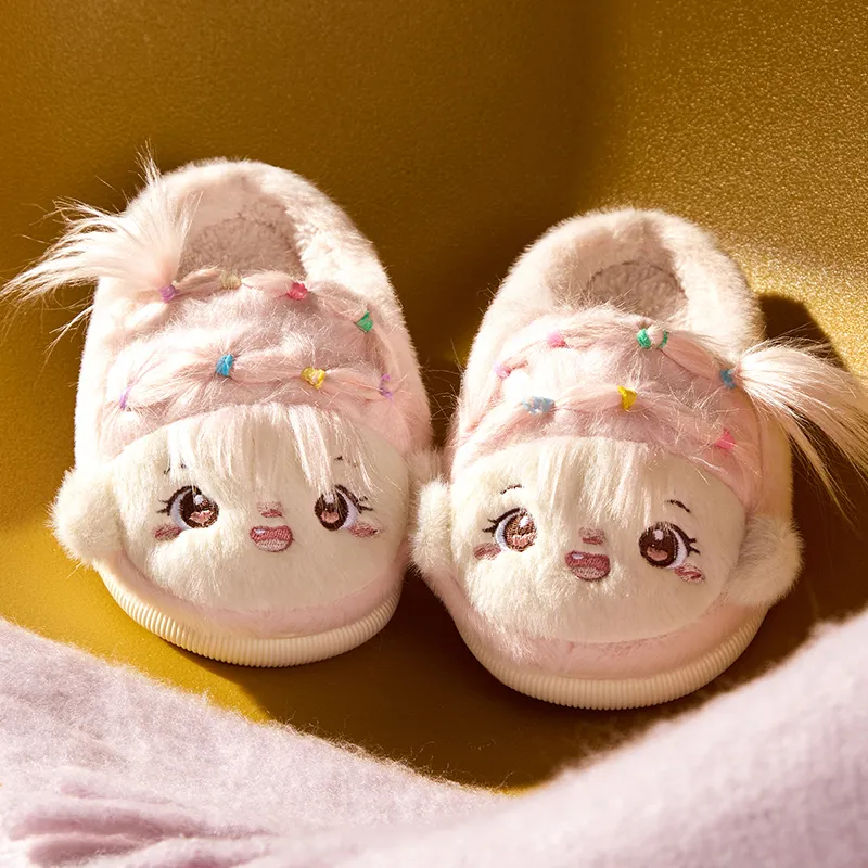 Cheerful Mario Cotton Slippers Pink/Purple-3