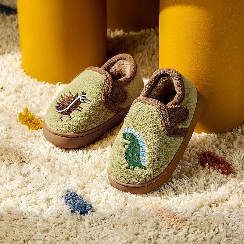 Cheerful Mario Cotton Slippers Coffee/Sage Green-9