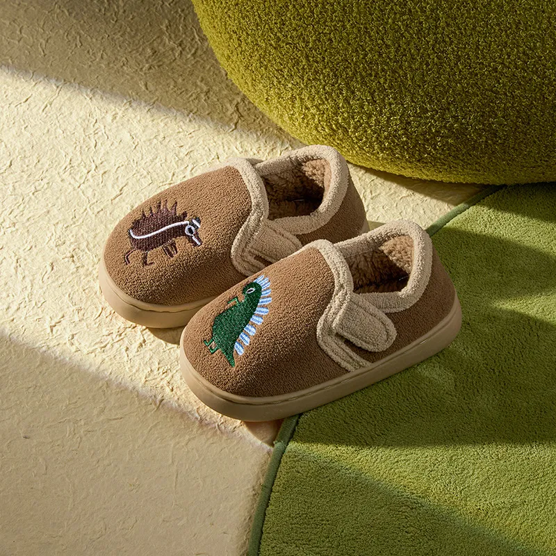 Cheerful Mario Cotton Slippers Coffee/Sage Green-1