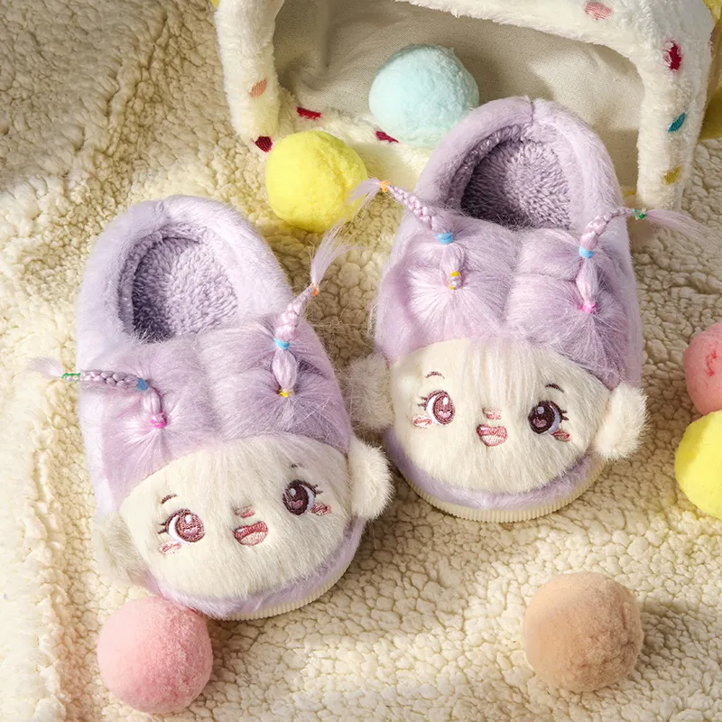 Cheerful Mario Cotton Slippers Pink/Purple-6