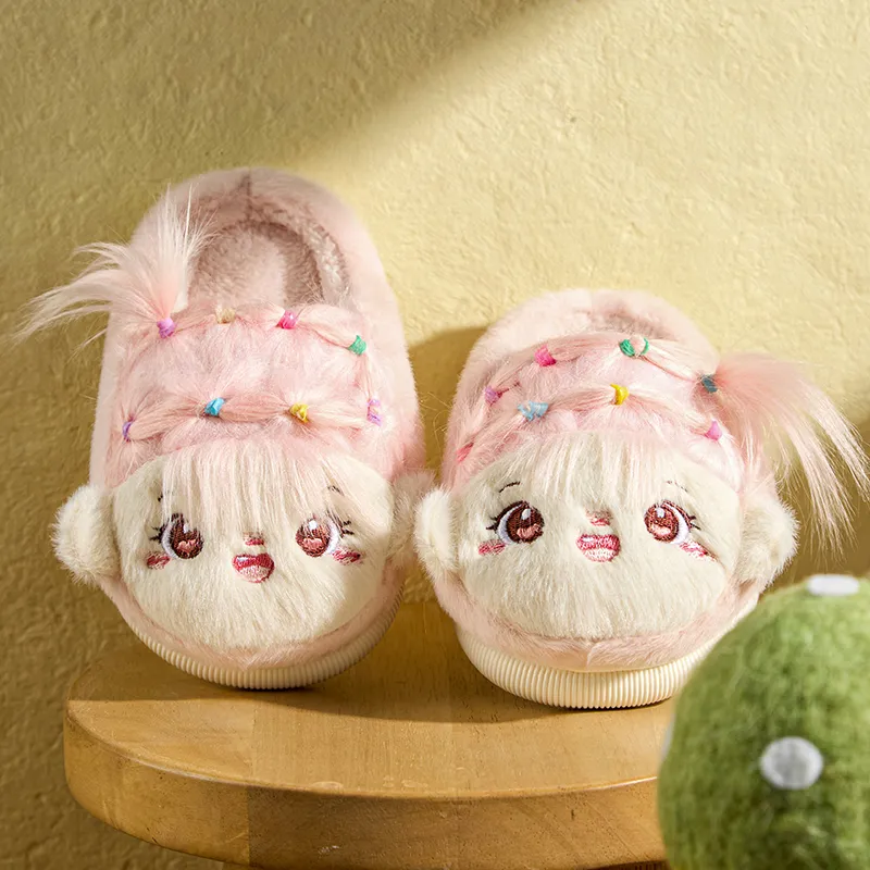 Cheerful Mario Cotton Slippers Pink/Purple-2