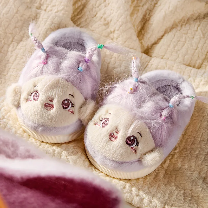 Cheerful Mario Cotton Slippers Pink/Purple-9