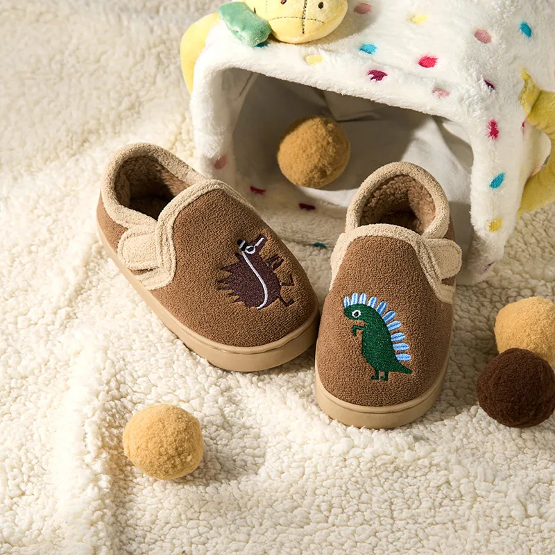 Cheerful Mario Cotton Slippers Coffee/Sage Green-3