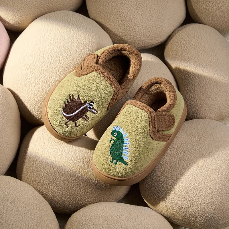 Cheerful Mario Cotton Slippers Coffee/Sage Green-7