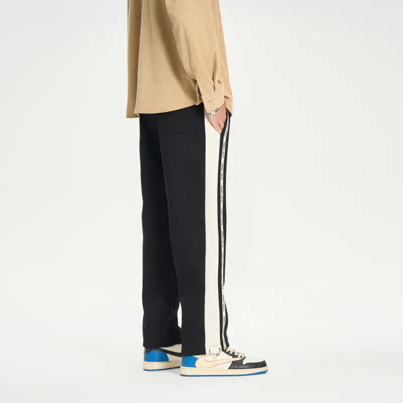 paddy julia Contrasting Vertical Stripes On The Side Casual Pants-4