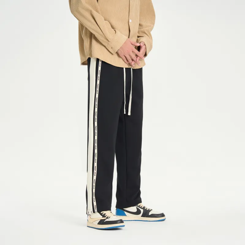 paddy julia Contrasting Vertical Stripes On The Side Casual Pants-5