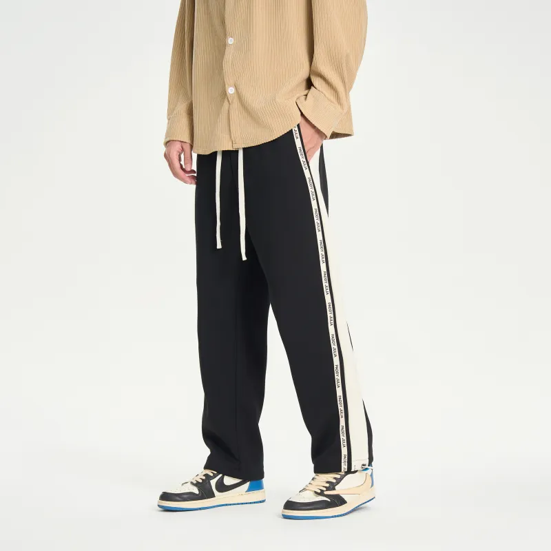 paddy julia Contrasting Vertical Stripes On The Side Casual Pants-2