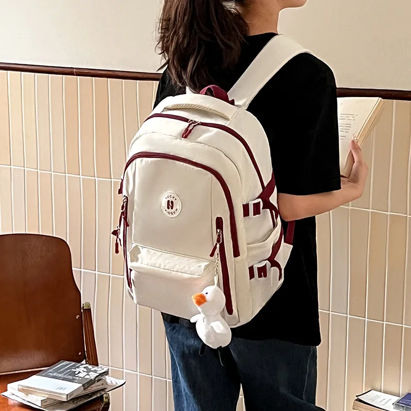 Narandu Fabric Backpack Unisex Gray/Midnight Black/Orange Combo-18