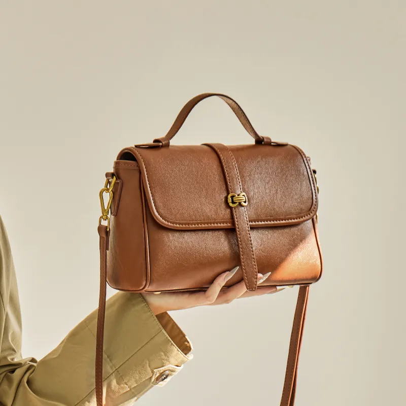 Narandu Cow Leather With Synthetic Leather Shoulder Bag, Crossbody Bag, Handbag Regular Women's Vegetable Tanned Brown-5