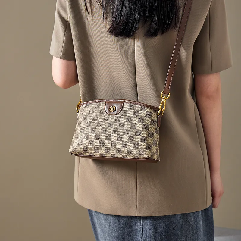 Narandu Polyvinyl Chloride With Synthetic Leather Small Square Bag, Shoulder Bag, Crossbody Bag Women's Khaki-1