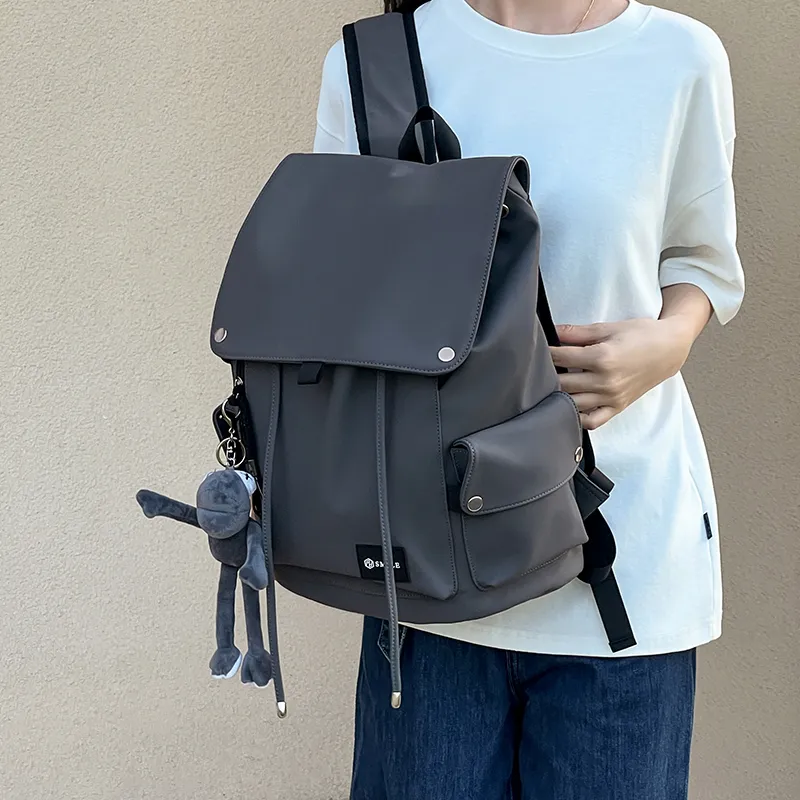 Narandu Fabric Backpack Unisex Gray/Midnight Black/Orange Combo-26