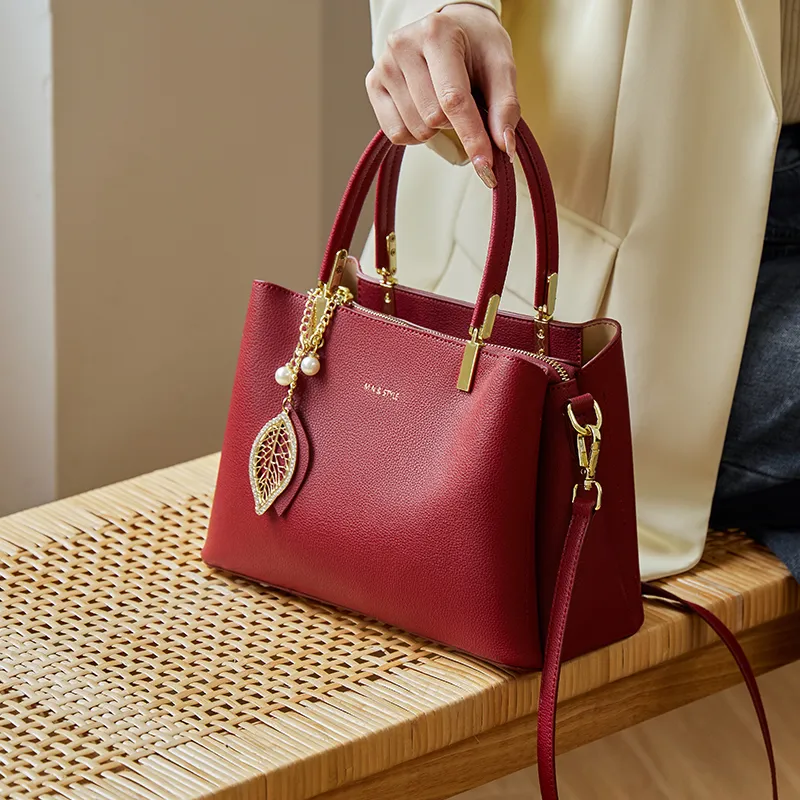 Narandu Cow Leather Synthetic Leather One Shoulder Handbags Regular Women's Midnight Black/Burgundy-10