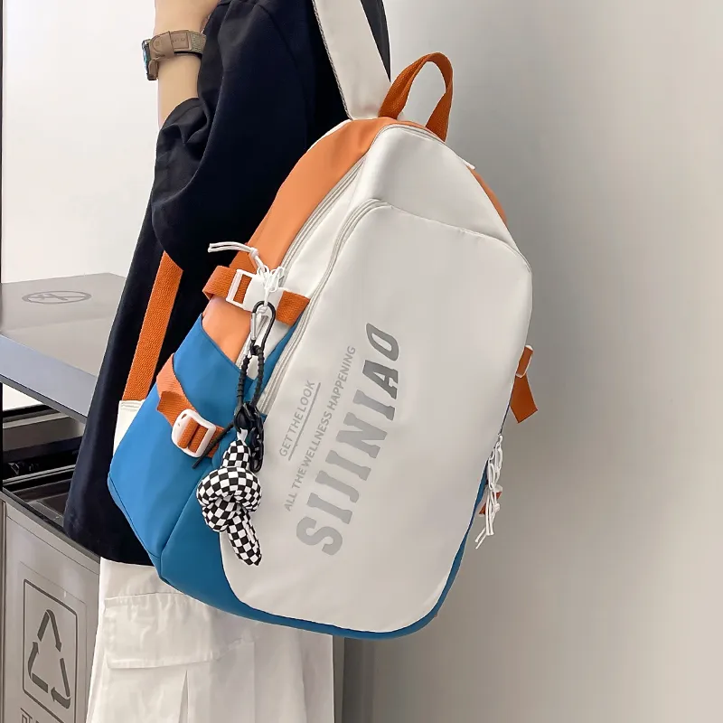 Narandu Fabric Backpack Unisex Gray/Midnight Black/Orange Combo-7