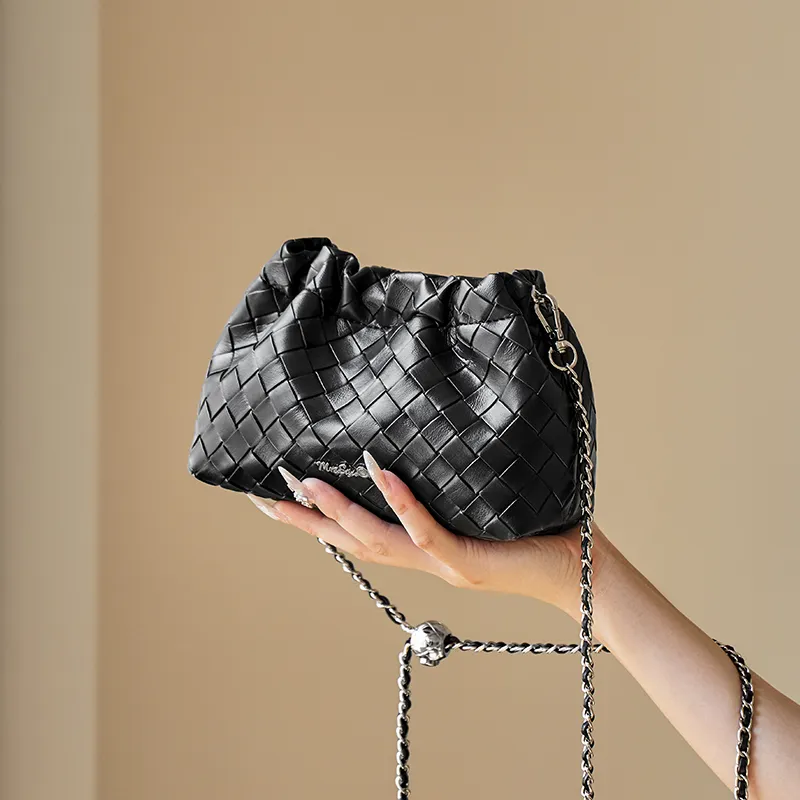 Narandu Cow Split Leather Bonded Synthetic Leather Cloud Bag Shoulder Bag Crossbody Bag Women's Space Silver Ecru-12