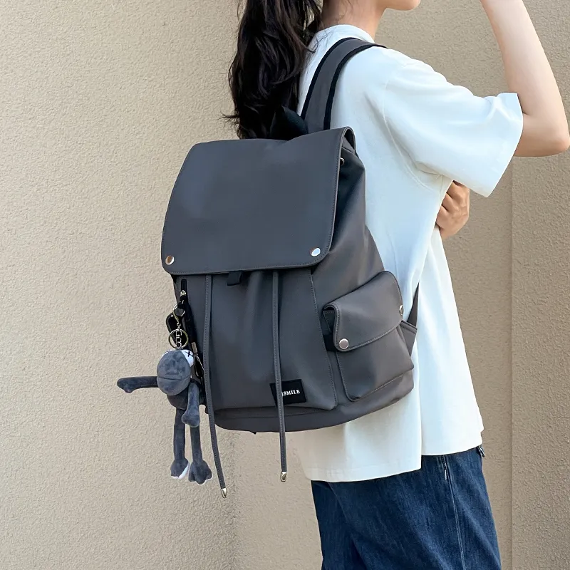 Narandu Fabric Backpack Unisex Gray/Midnight Black/Orange Combo-24