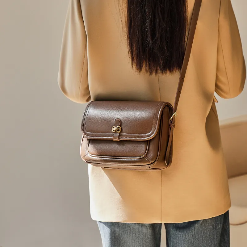 Narandu Cow Leather With Synthetic Leather Messenger Bag, Crossbody Bag Regular Women's Coffee-3