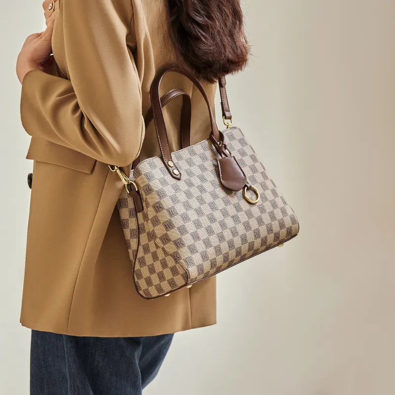 Narandu PVC Synthetic Leather Mom Bag, Handbag, Shoulder Bag, Crossbody Bag Tubas Women's Khaki-3