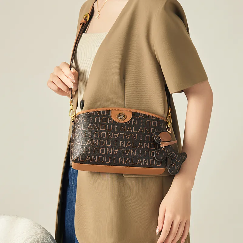 Narandu PVC With Synthetic Leather Crossbody Bags Trumpets Women's Brown-4