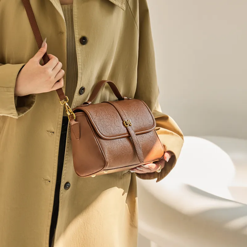 Narandu Cow Leather With Synthetic Leather Shoulder Bag, Crossbody Bag, Handbag Regular Women's Vegetable Tanned Brown-3