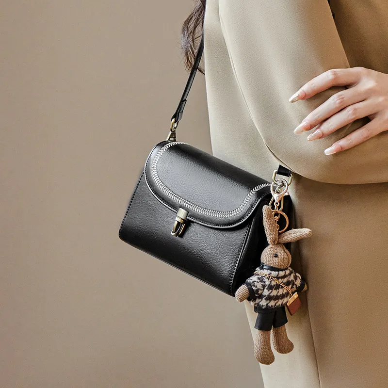 Narandu PVC Small Square Bag Crossbody Bag Shoulder Bag Small Size Women's Brown/Midnight Black-3