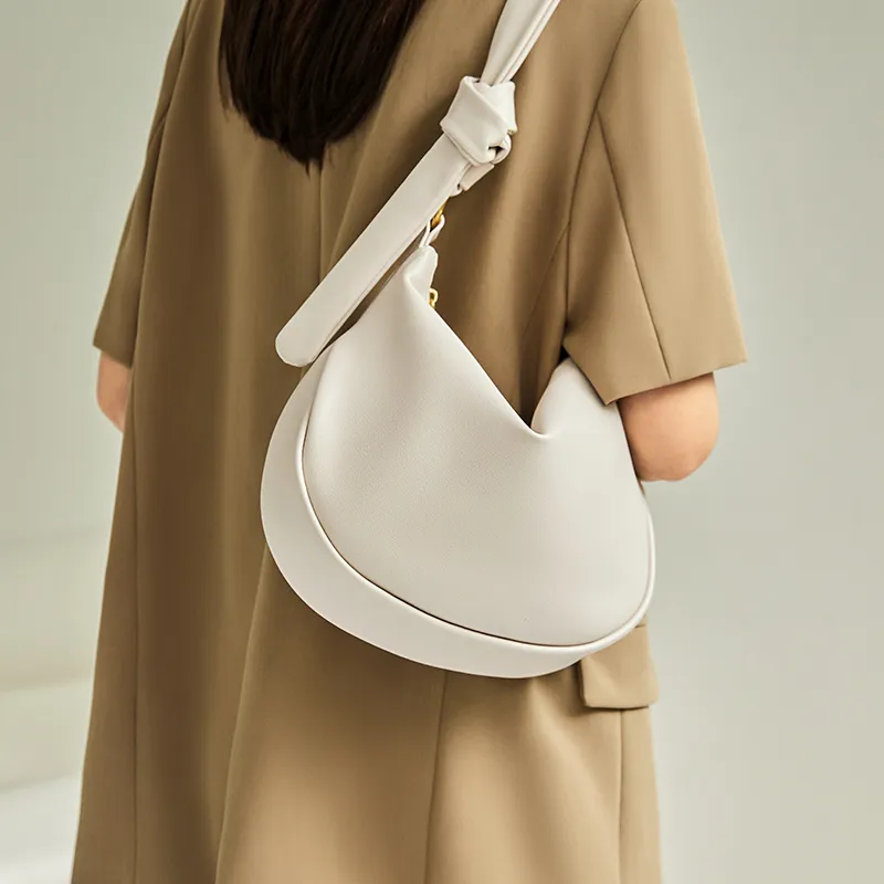Narandu Cow Leather Patchwork Synthetic Leather Dumpling Bag Shoulder Bag Large Size Women's Tea Brown/Milkshake White-2